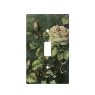 Dark Green Blush Rose Light Switch Cover