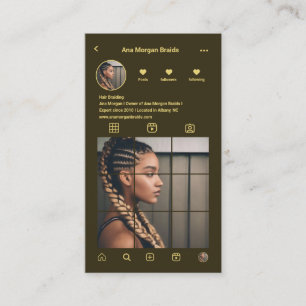 Dark Green Braids instagram Photo Grid Qr code Business Card