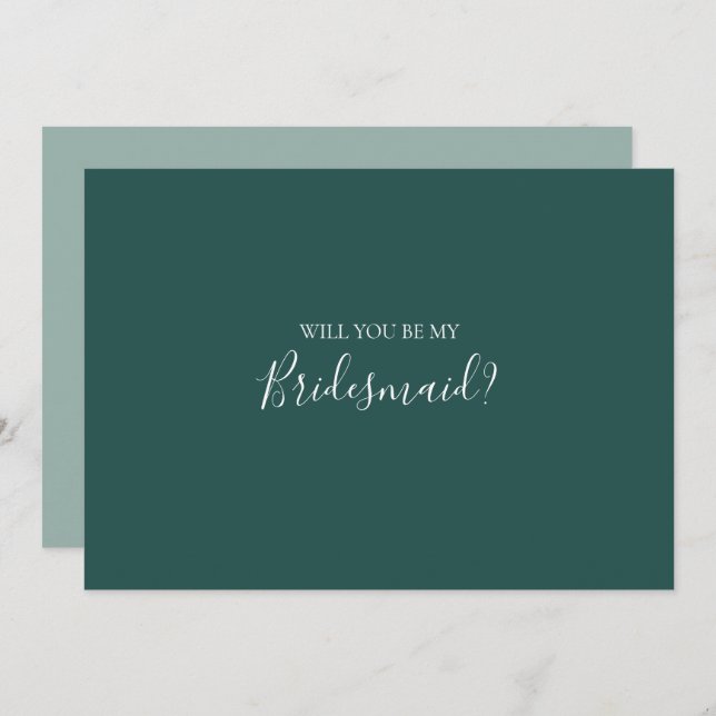Dark Green Bridesmaid Proposal Card (Front/Back)