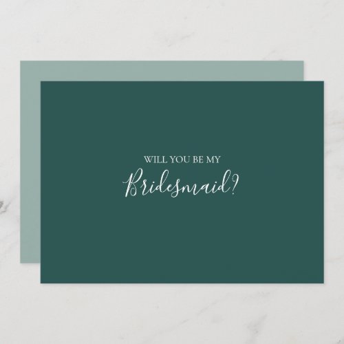 Dark Green Bridesmaid Proposal Card