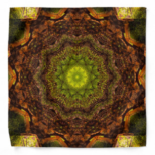 Dark Green/Brown Kaleidoscopic Mandala Bandana