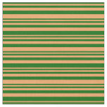 [ Thumbnail: Dark Green & Brown Stripes/Lines Pattern Fabric ]