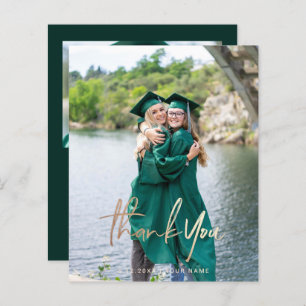 Dark Green Budget Graduation Thank You Photo Cards