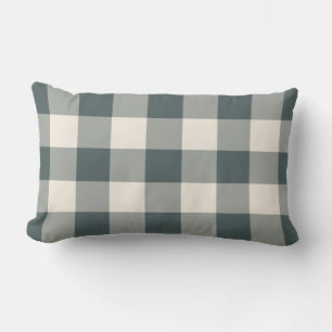 Dark Green Buffalo Check Farmhouse Outdoor Lumbar Pillow