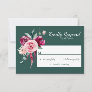 Dark Green, Burgundy & Blush Boho RSVP