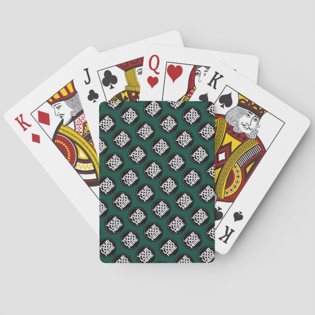 Dark Green business logo pattern poker Cards (Back)
