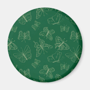 Dark Green Butterfly Print, Nature Inspired Magnet