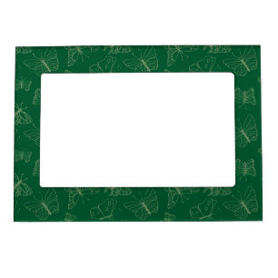 Dark Green Butterfly Print, Nature Inspired Magnetic Frame