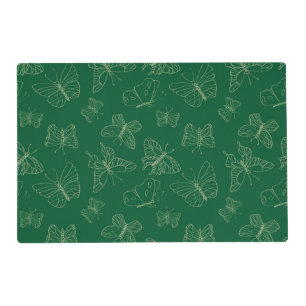 Dark Green Butterfly Print, Nature Inspired Placemat