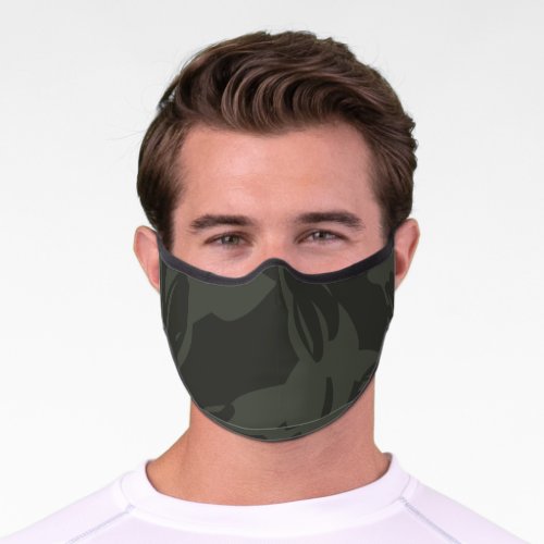 Dark Green Camo Camouflauge Pattern Premium Face Mask