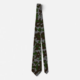 Dark Green Camouflage in Brown and Gray Neck Tie