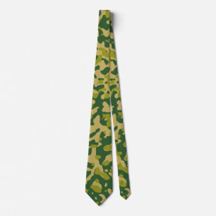 Dark Green Camouflage in Olive and Tan Neck Tie