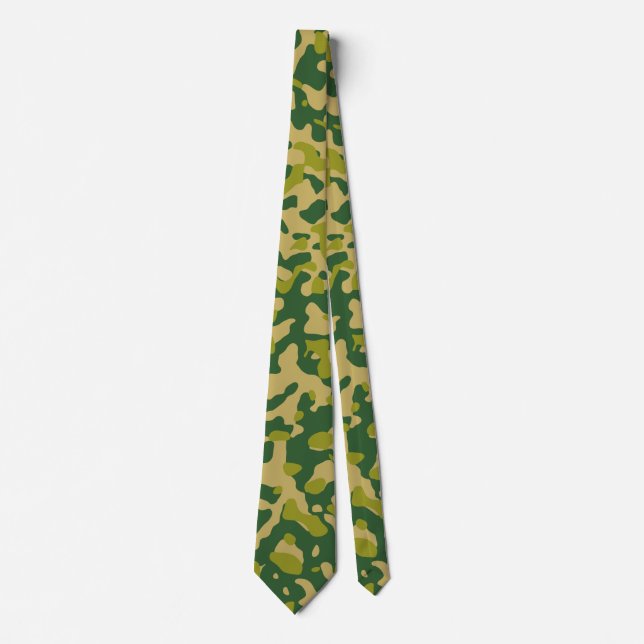 Dark Green Camouflage in Olive and Tan Neck Tie (Front)