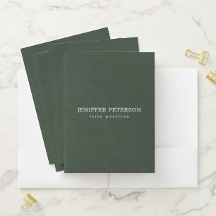 Dark Green Canvas Texture Pocket Folder