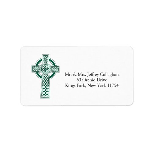 Dark Green Celtic Cross with Return Address Label