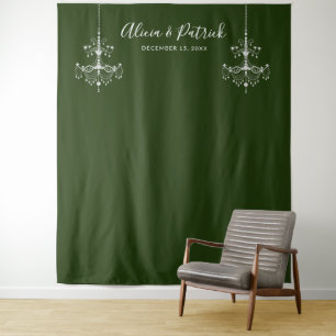 Dark green Chandeliers Wedding Photo Backdrop