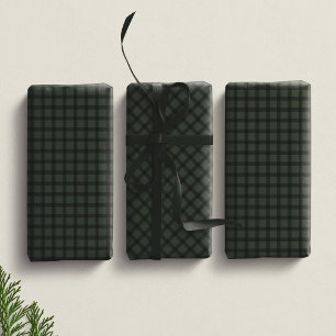 Dark green checked plaid simple Christmas holiday Wrapping Paper Sheets