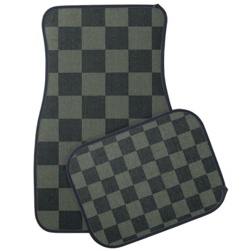 Dark Green Checkerboard Car Floor Mat