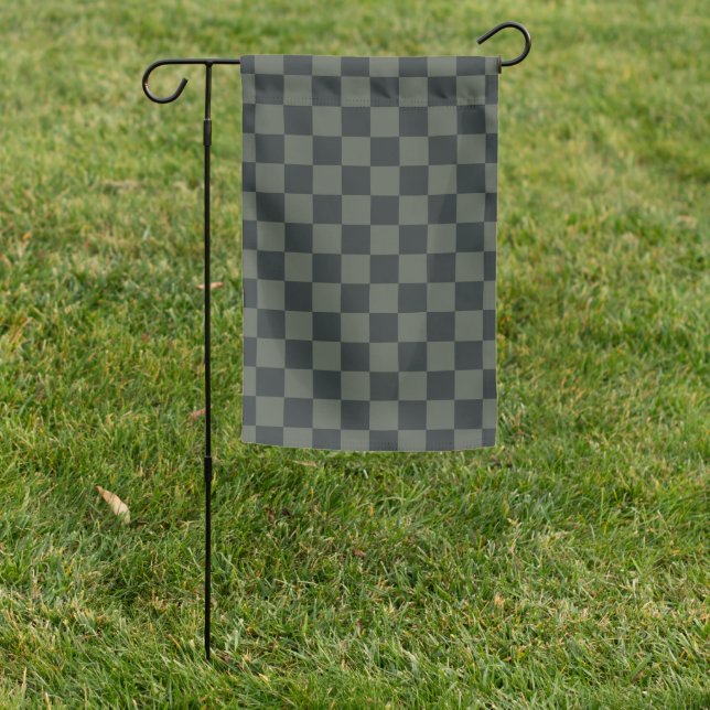 Dark Green Checkerboard Garden Flag (In SItu)