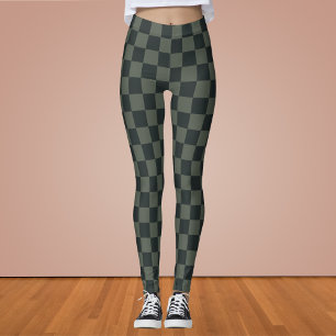 Dark Green Checkerboard Leggings