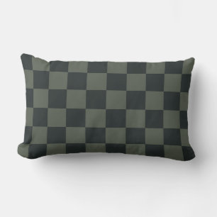 Dark Green Checkerboard Lumbar Pillow