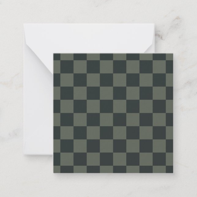 Dark Green Checkerboard Note Card (Front)