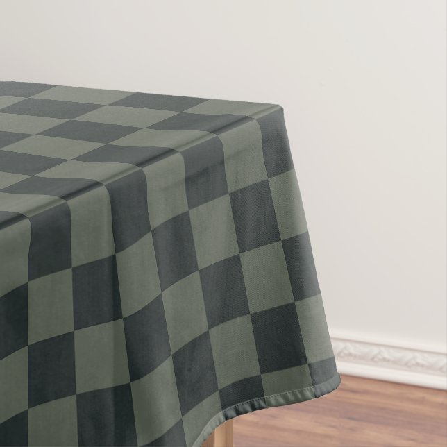 Dark Green Checkerboard Tablecloth (In Situ)