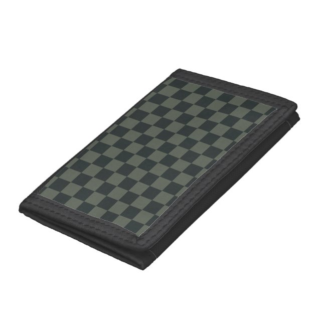 Dark Green Checkerboard Trifold Wallet (Bottom)