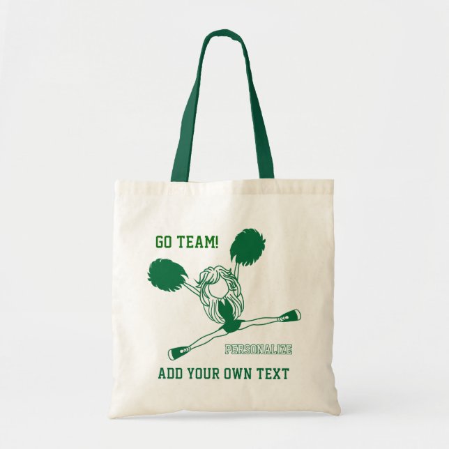 Dark Green Cheering Cheerleader Girl Tote Bag (Front)