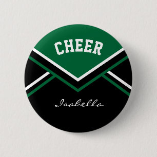 Dark Green Cheerleader Cheer Button