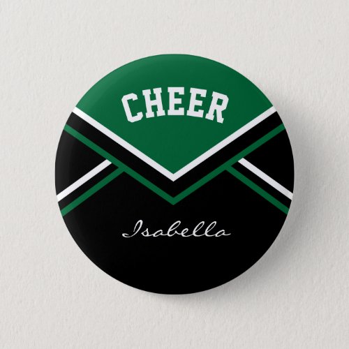 Dark Green Cheerleader Cheer Button