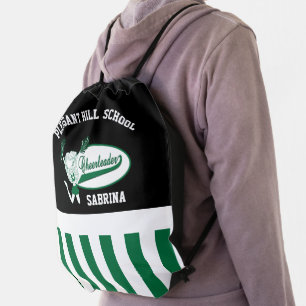 Dark Green Cheerleader Drawstring Bag