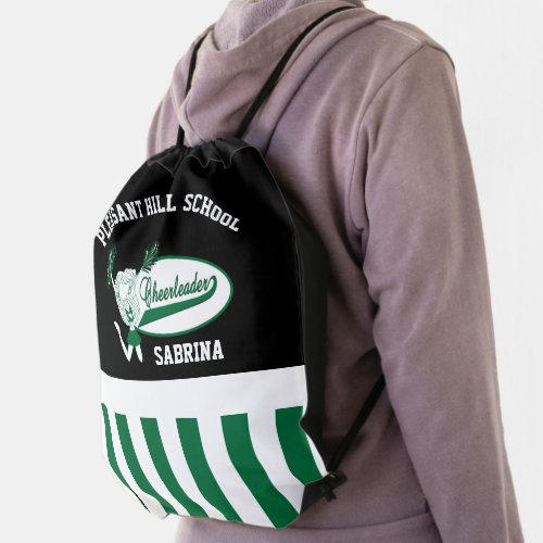 Dark Green Cheerleader  Drawstring Bag