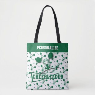 Dark Green Cheerleader Girl Tote Bag