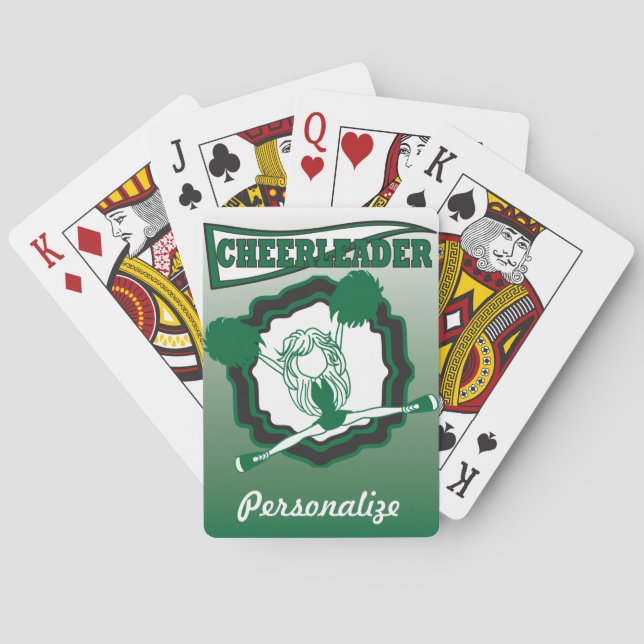 Dark Green Cheerleader | Personalize Poker Cards (Back)