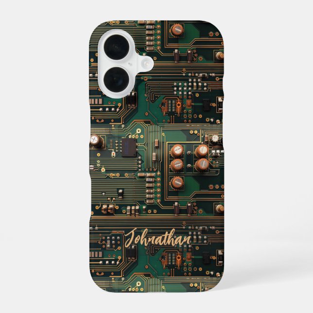 Dark Green Circuit Board Pattern Custom Iphone Case (Back)