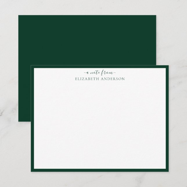 Dark Green Classic Border Note Card (Front/Back)