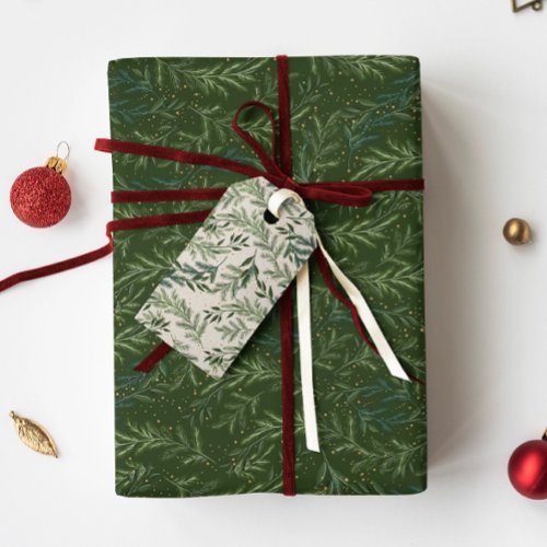 Dark Green Classic Pine Wreath Christmas Holiday Wrapping Paper