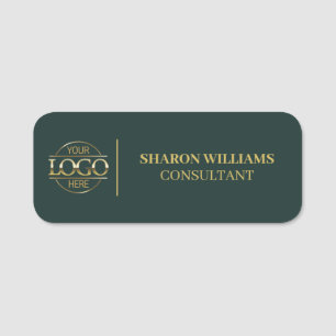 Dark Green Company Business Logo Employee Magnetic Name Tag