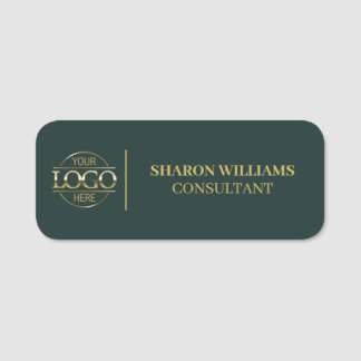 Dark Green Company Business Logo Employee Magnetic Name Tag