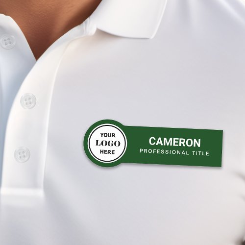 Dark Green Company Logo Name Tag