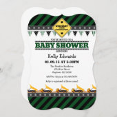 Dark Green Construction Baby Shower Invitation (Front/Back)