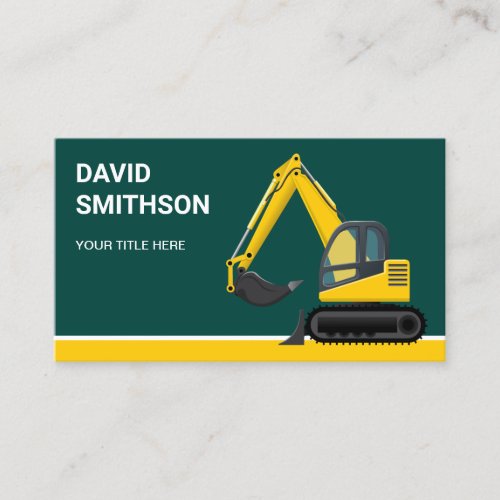 Dark Green Construction Bulldozer Excavator Business Card