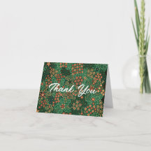 Dark Green Coral Red Floral Pattern Wedding Photo