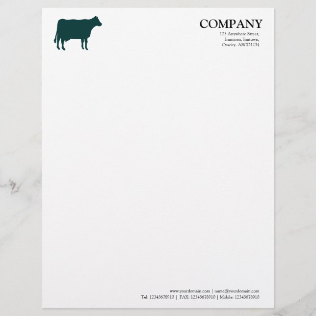 Dark Green Cow - White Letterhead (Front)