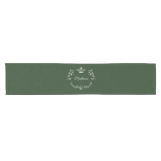 Dark Green Crown Crest Personalized Short Table Runner