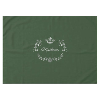 Dark Green Crown Crest Personalized Tablecloth