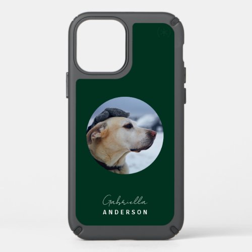 Dark Green Custom Baby Pet Dog Photo and Name Speck iPhone 12 Case