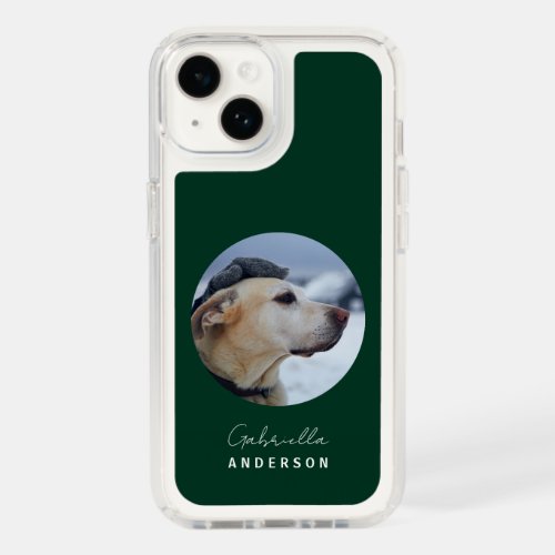 Dark Green Custom Baby Pet Dog Photo and Name Speck iPhone 14 Case