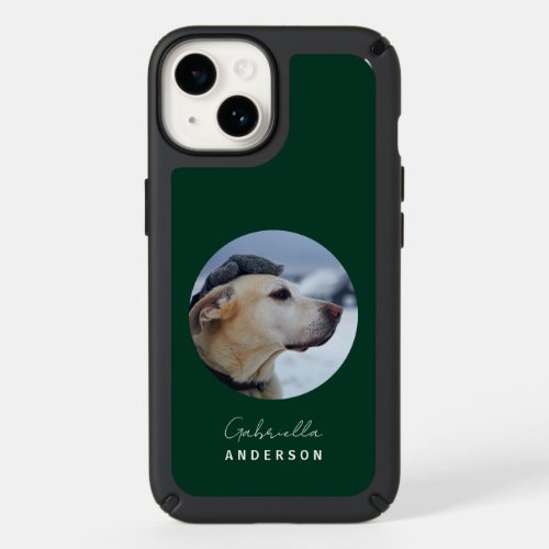 Dark Green Custom Baby Pet Dog Photo and Name Speck iPhone 14 Case